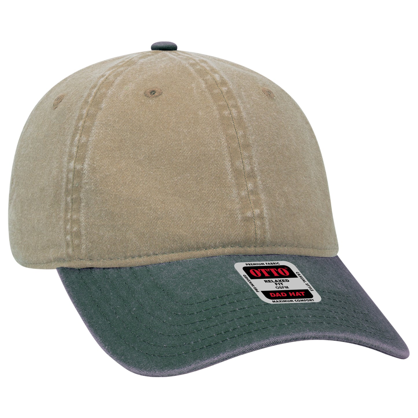 OTTO CAP 6 Panel Low Profile Dad Hat - Garment Washed / Crown Split