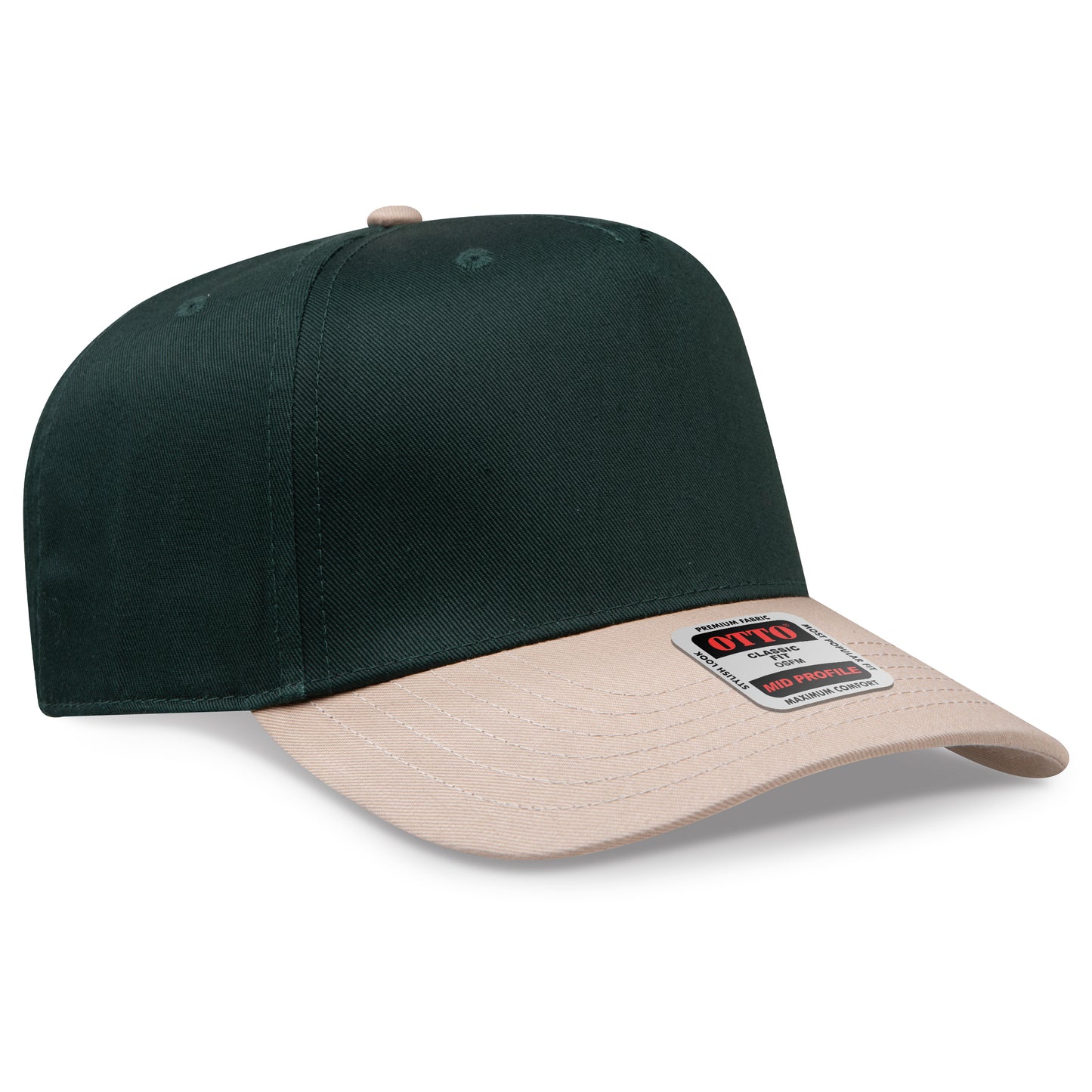 OTTO CAP 5 Panel Mid Profile Baseball Cap - Crown Split