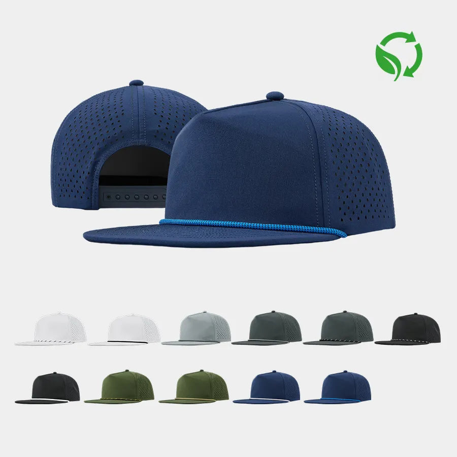 Foremost Blank Water Repellent 5 Panel Snapback Golf Hats with Rope